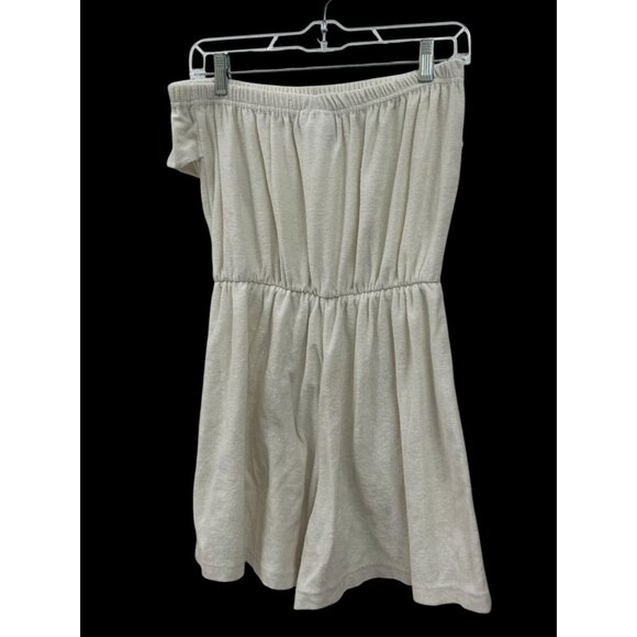 Vintage 70s White Terry Cloth Romper Tube Top Swim Cover Up Size Large - Picture 2 of 3